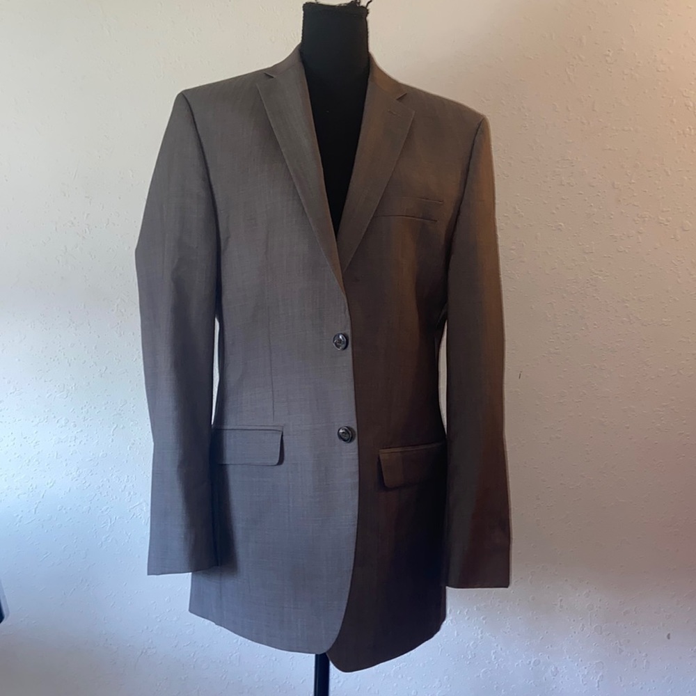 Men’s size 40 L Calvin Klein, sports coat, brown 100% wool P6